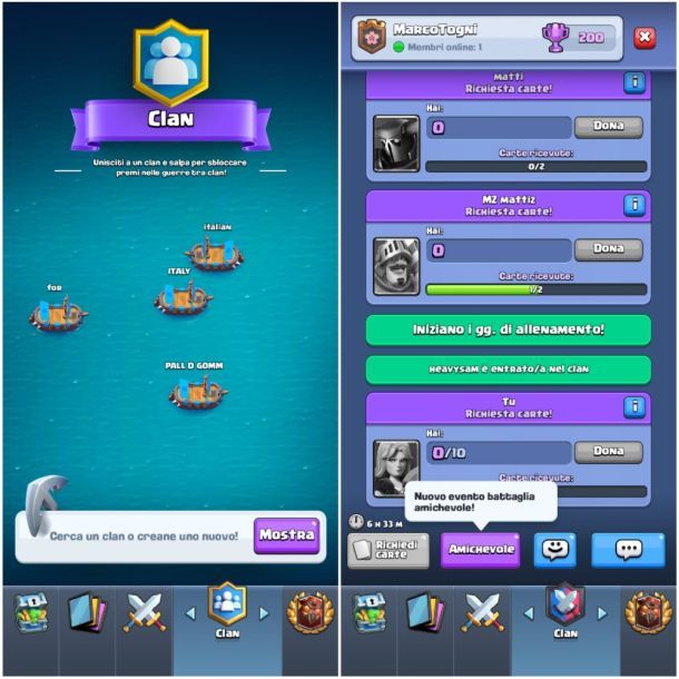 clash scambi con il clan