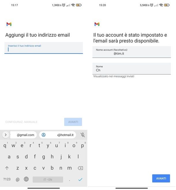 Aggiungere account posta su app Gmail Android