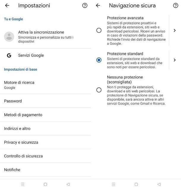 navigazione sicura google