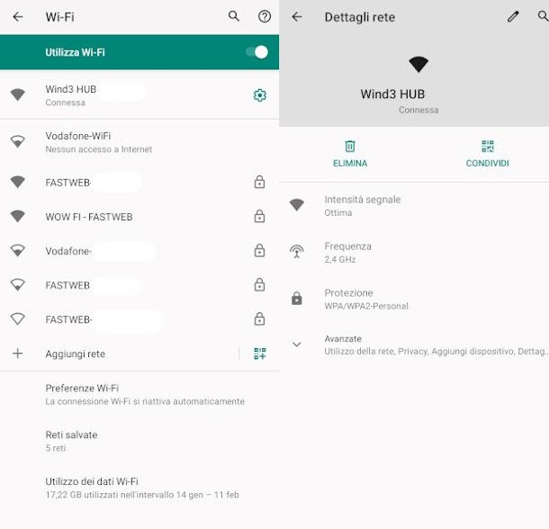 connessione wi-fi 2.4 GHz android