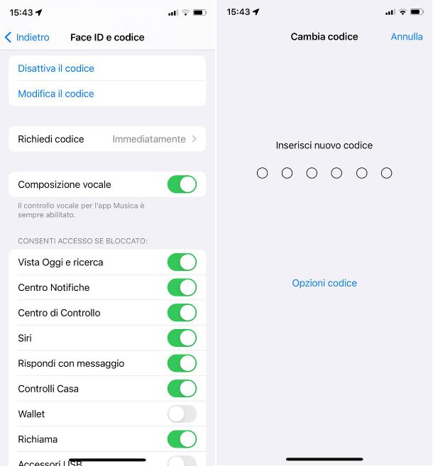 Come cambiare password cellulare iPhone
