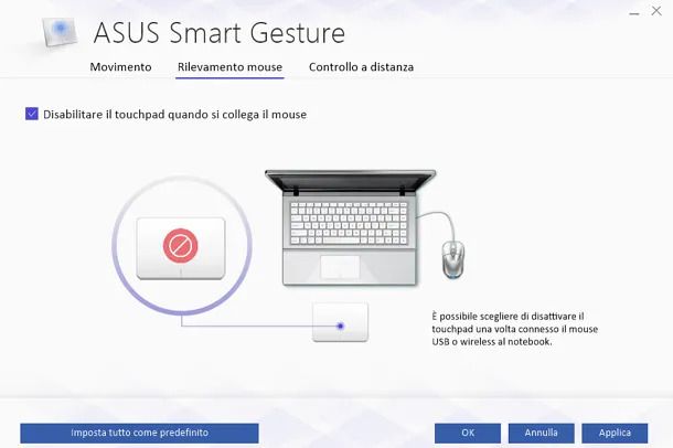 attivare touchpad asus