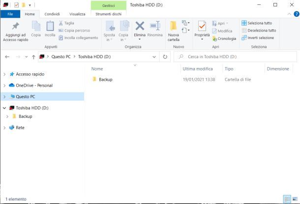 esplora file hard disk esterno