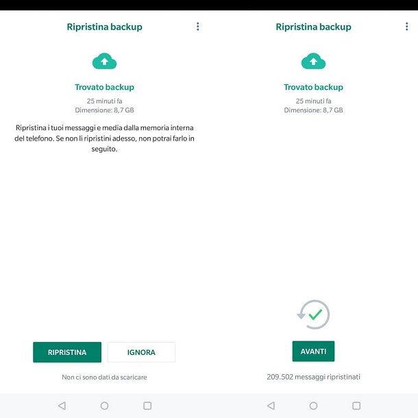 ripristino da backup android