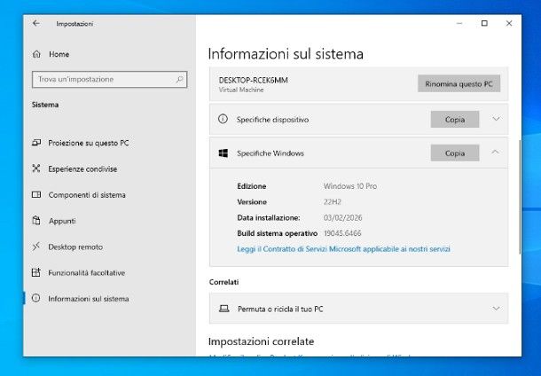Come vedere versione Windows