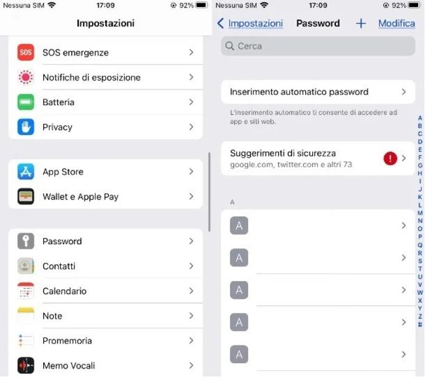 Visualizzare password iPhone