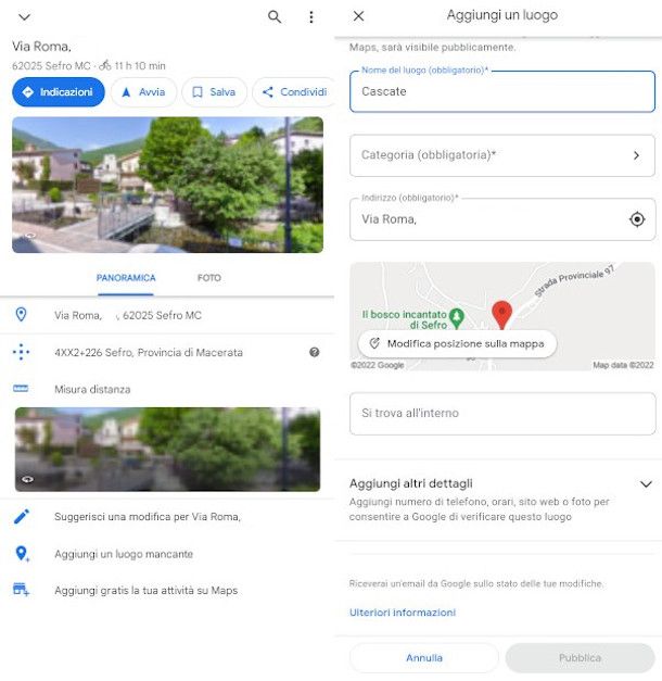 funzione aggiunta luogo mancante app Google Maps