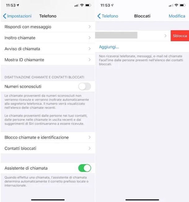 Numeri bloccati iPhone