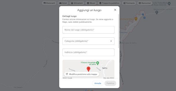 modulo aggiunta luogo mancante da PC Google Maps