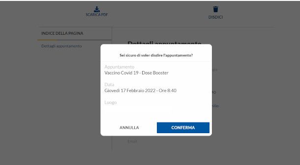 disdetta appuntamento vaccino Lazio