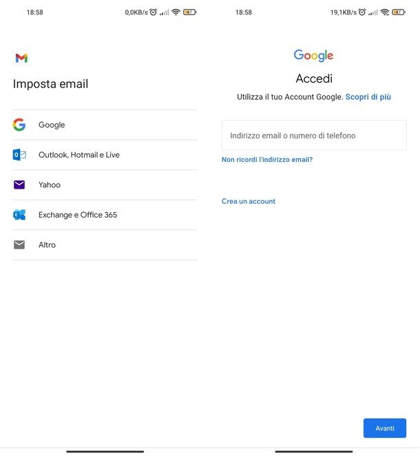 Importare account Gmail su app Gmail Android