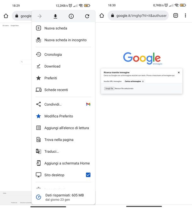 Ricerca inversa Google Immagini Android