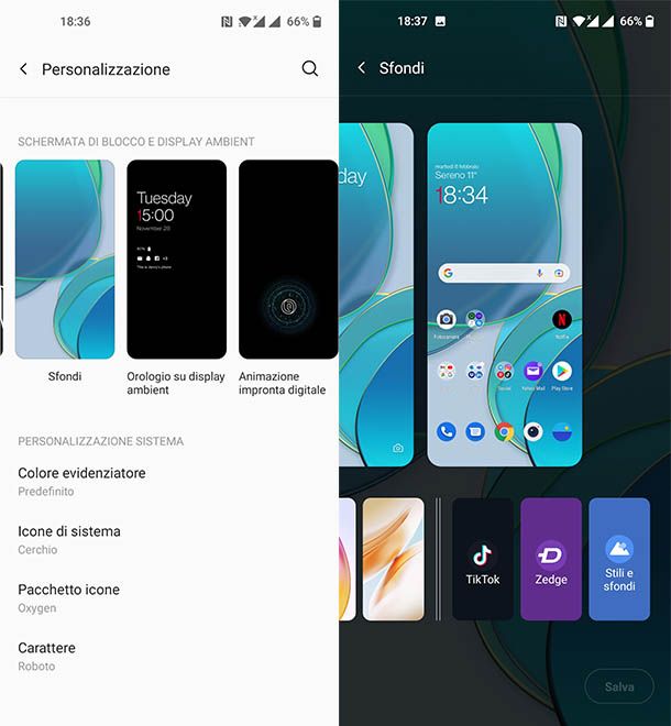 sfondi android impostazioni