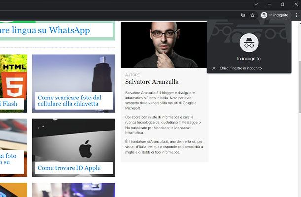 navigazione incognito chrome