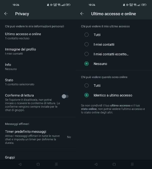 WhatsApp Ultimo accesso