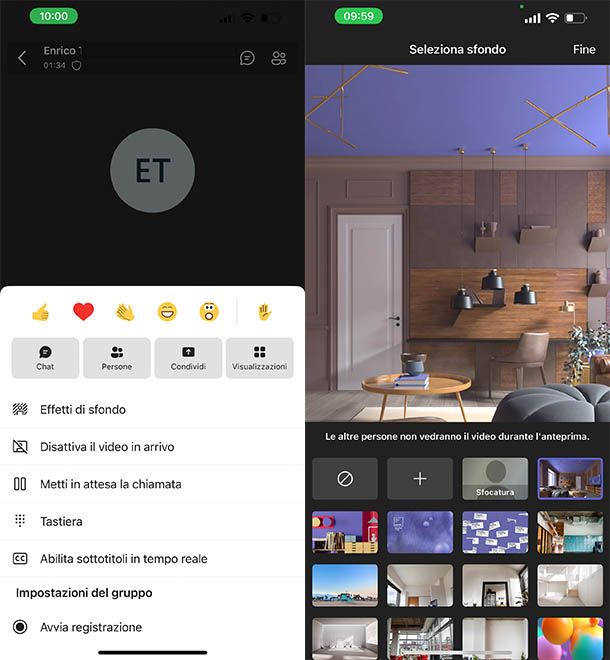 cambiare sfondo teams
