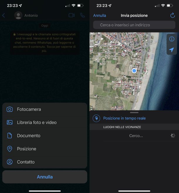 Condividere posizione WhatsApp