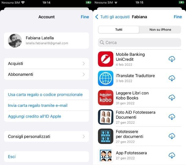 Scaricare app dalla cronologia degli acquisti di App Store