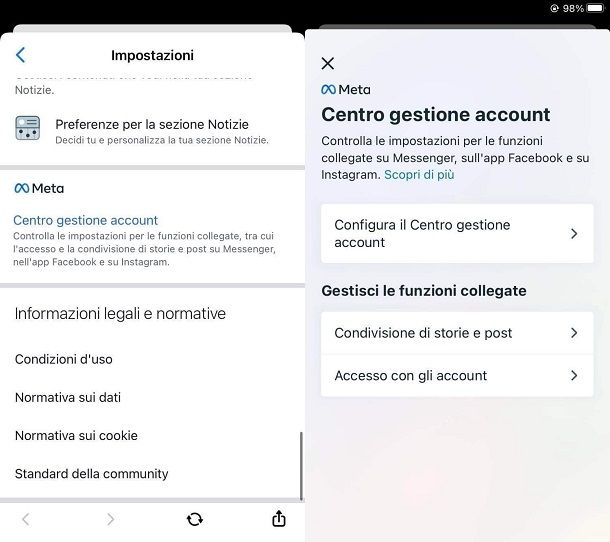 collegare messenger a instagram su iphone