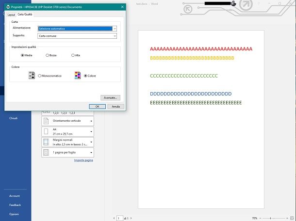 stampa a colori word