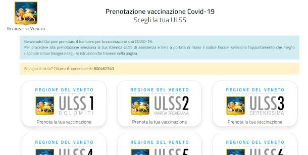 Regione Veneto piattaforma prenotazione vaccino Covid