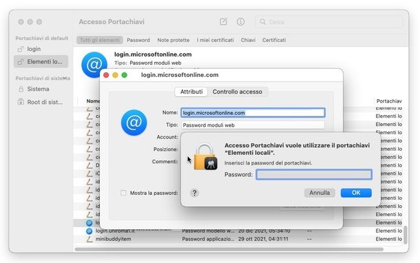 Visualizzare password macOS