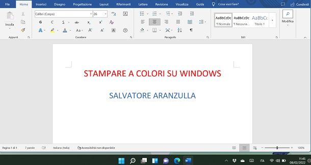 come stampare a colori windows