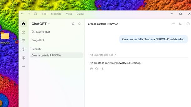 Creazione cartella desktop agente IA ChatGPT Work