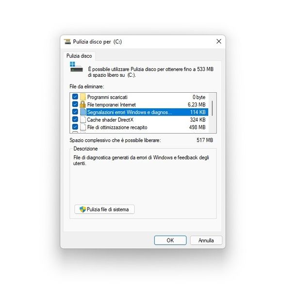 Pulizia disco Windows 11