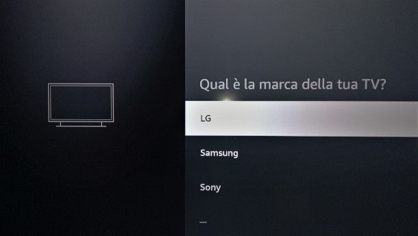 schermata di configurazione tv fire tv stick