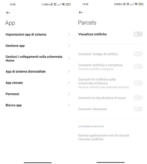 Bloccare notifiche app Android