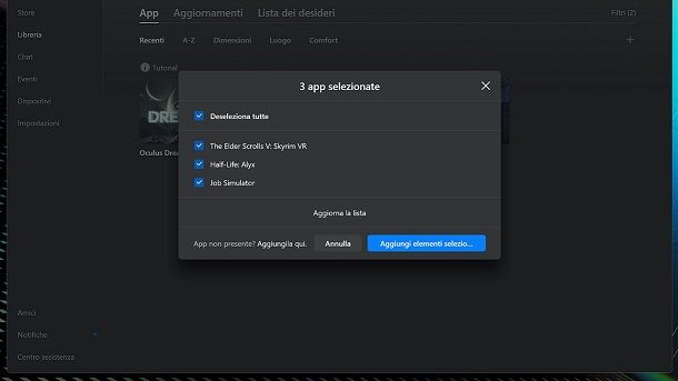 Come aggiungere giochi Steam VR Oculus Quest 2 Air Link