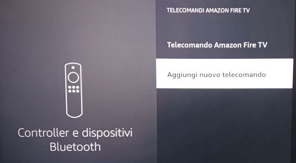 schermata aggiunta nuovo telecomando fire tv stick