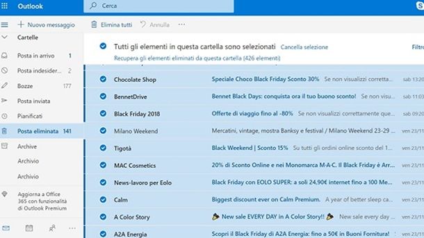 Come recuperare email cancellate da Outlook
