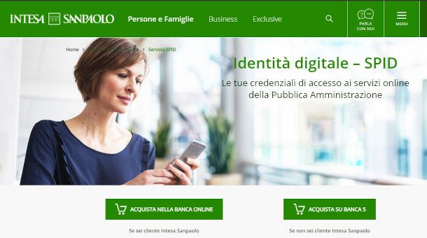 sito SPID Intesa San Paolo