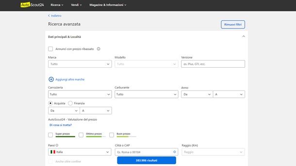Miglior motore di ricerca per auto usate AutoScout24