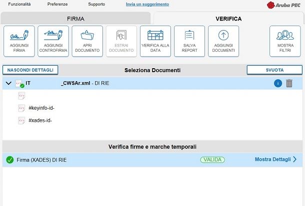Ricorrere al software ArubaSign per aprire file XML.P7M