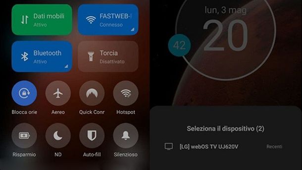 Trasmisione schermo tablet TV