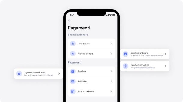 Bonifici, bollettini e ricariche telefoniche
