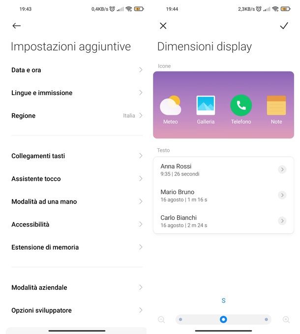 Impostazioni accessibilità schermo Android Xiaomi