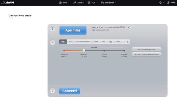 Convertitore audio di 123apps