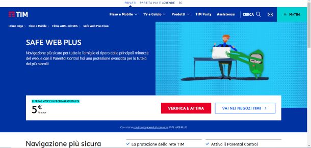 Come disattivare TIM SAFE WEB PLUS