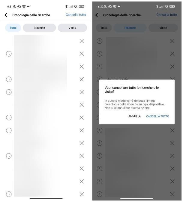 Come cancellare la cronologia sul cellulare