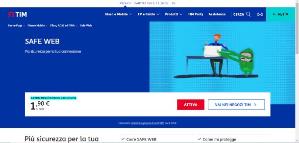 Come disattivare TIM SAFE WEB Fisso