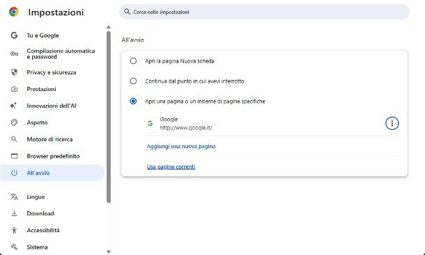 Come riconfigurare la pagina iniziale di Google Chrome