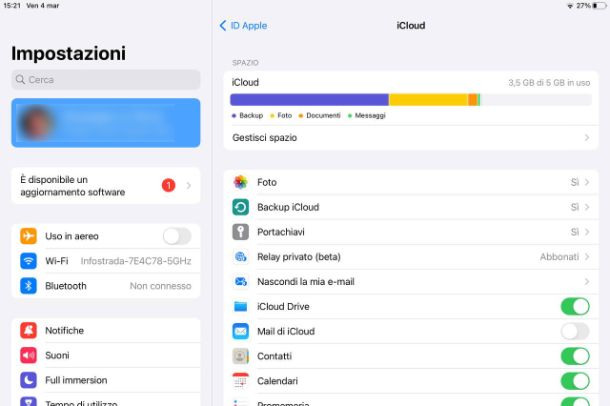 Come liberare spazio su iCloud iPad