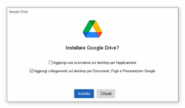 Installazione Google Drive Windows