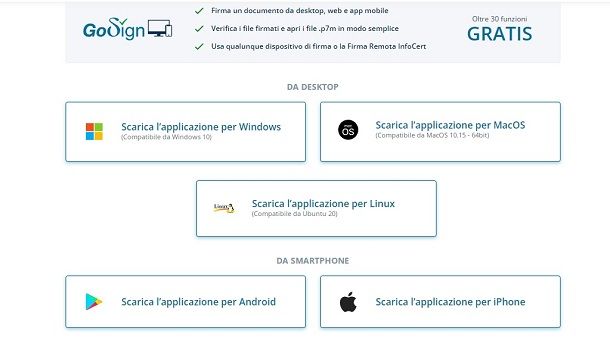 Scaricare la versione corretta di GoSign
