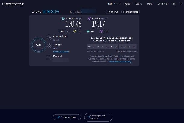 Siti per vedere velocit&agrave; Internet WiFi ed Ethernet