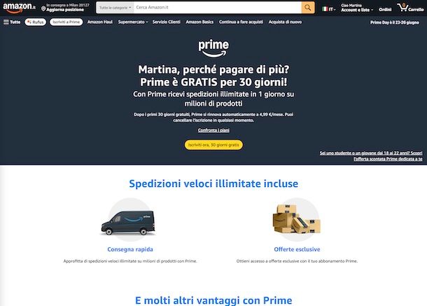 Amazon Prime gratis